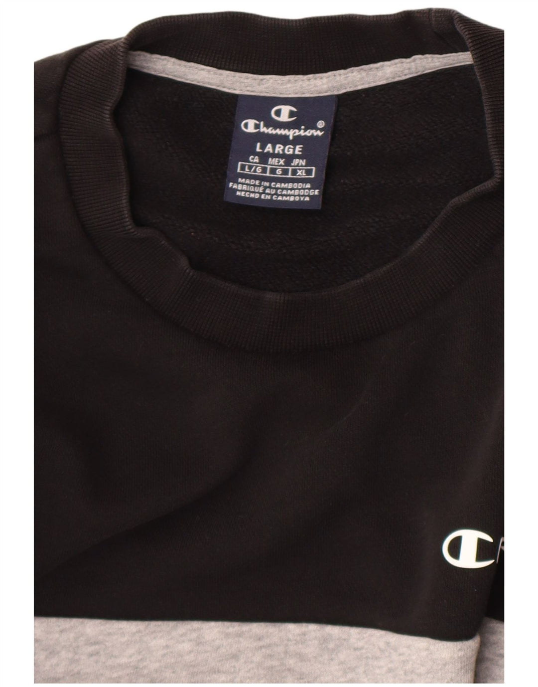 Champion Mens Graphic Sweatshirt Jumper Large Black Colourblock