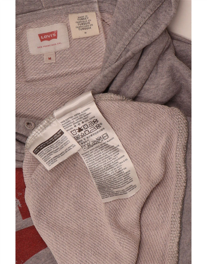 Levi's Mens Graphic Hoodie Jumper Medium Grey Cotton