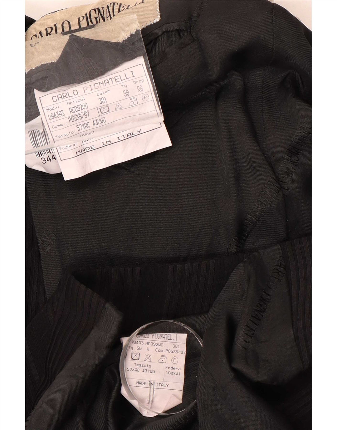 Carlo Pignatelli Mens 6 Button 2 Piece Set IT 50 Large Black Striped