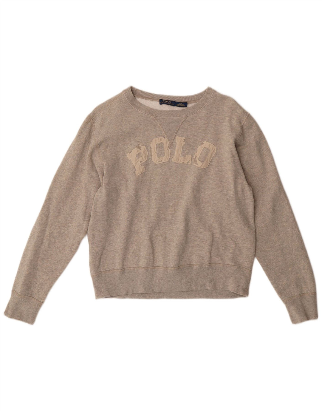 POLO RALPH LAUREN Womens Graphic Sweatshirt Jumper UK 16 Large Grey Cotton