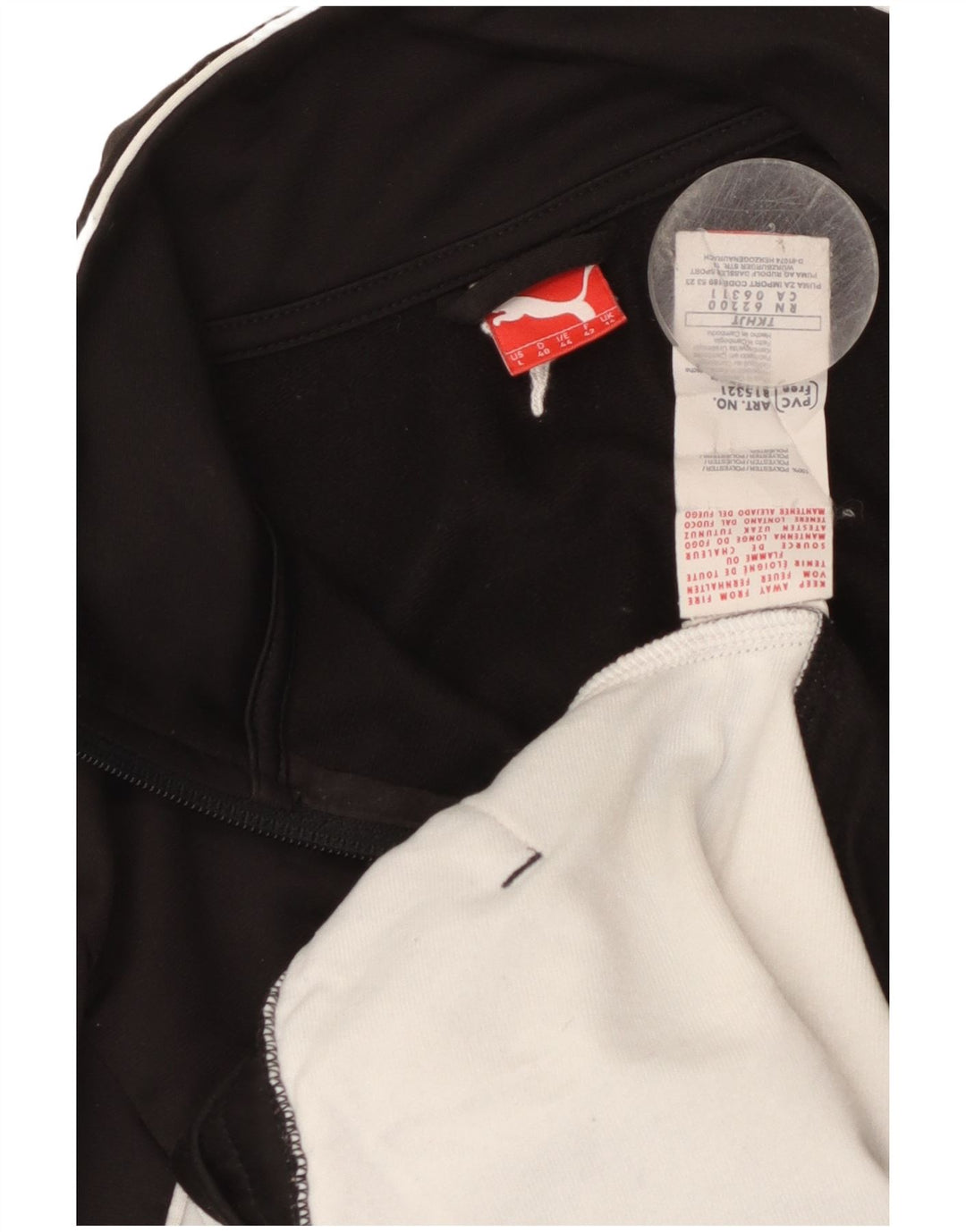 Puma Womens Tracksuit Top Jacket UK 14 Large Black Colourblock Polyester