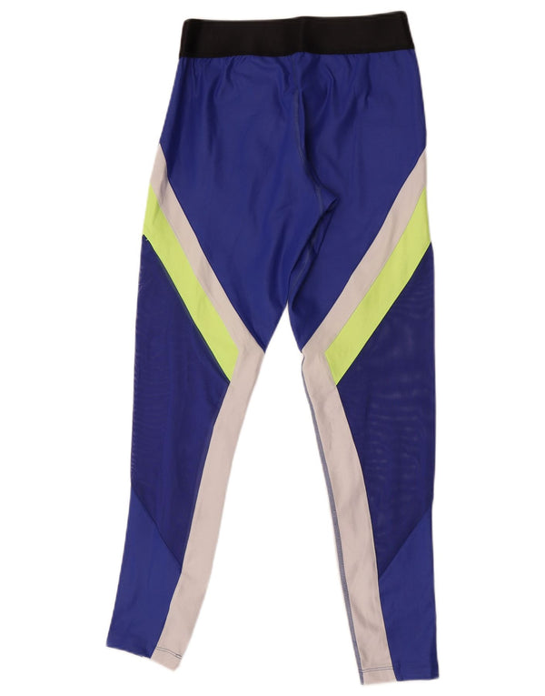 Puma Womens Graphic Leggings UK 12 Medium  Blue Colourblock