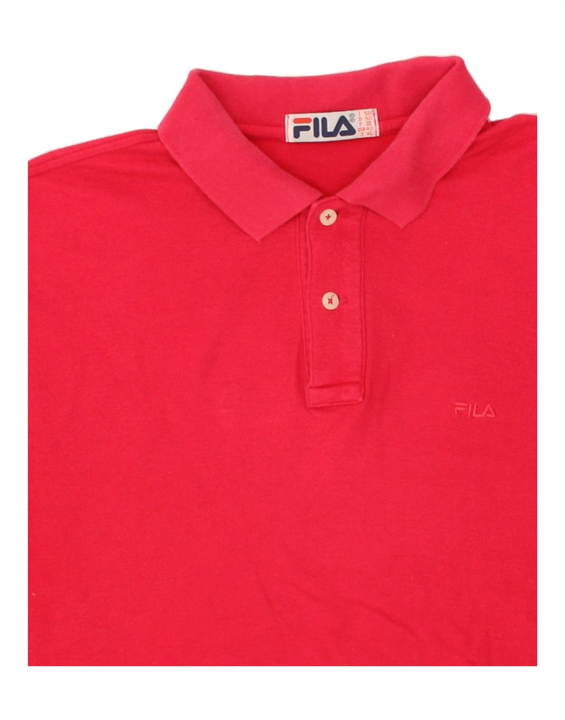 FILA Mens Long Sleeve Polo Shirt IT 50 Medium Pink Cotton Vintage Fila and Second-Hand Fila from Messina Hembry 