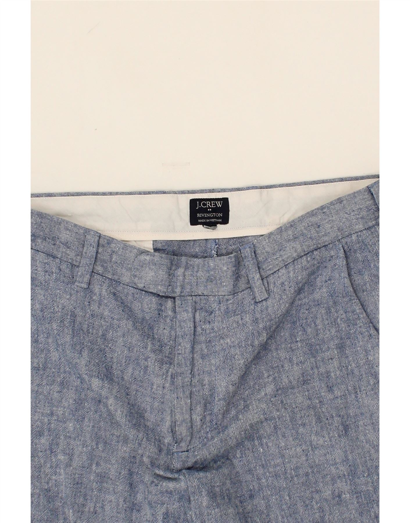 J. CREW Mens Rivington Chino Shorts W32 Medium Blue Flecked Vintage Second Hand Clothing Online Messina Hembry