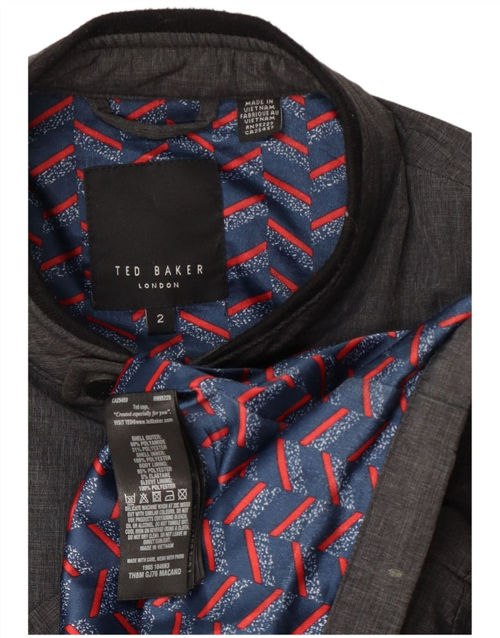Ted Baker Mens Bomber Jacket Size 2 Small Grey Polyamide
