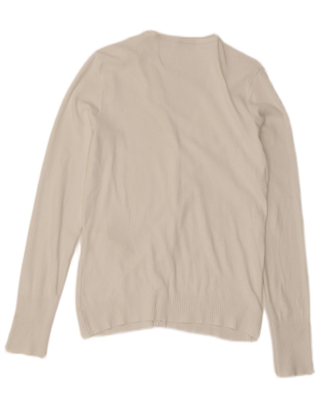 Benetton Womens Cardigan Sweater UK 14 Large White Cotton