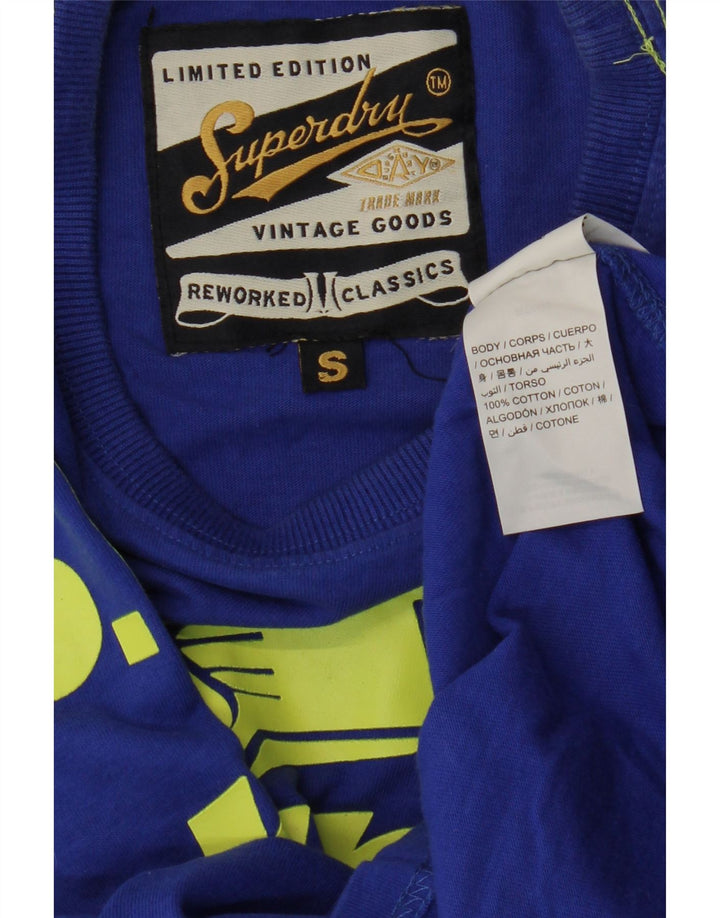 Superdry Mens Graphic T-Shirt Top Small Blue Cotton
