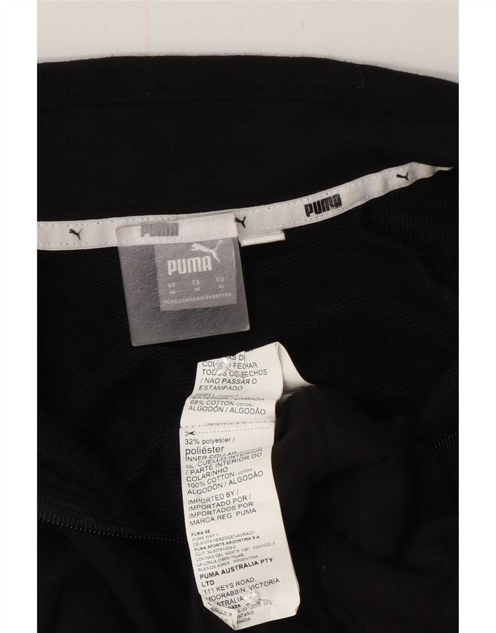 Puma Womens Crop Graphic Zip Neck Sweatshirt Jumper UK 14 Medium Black