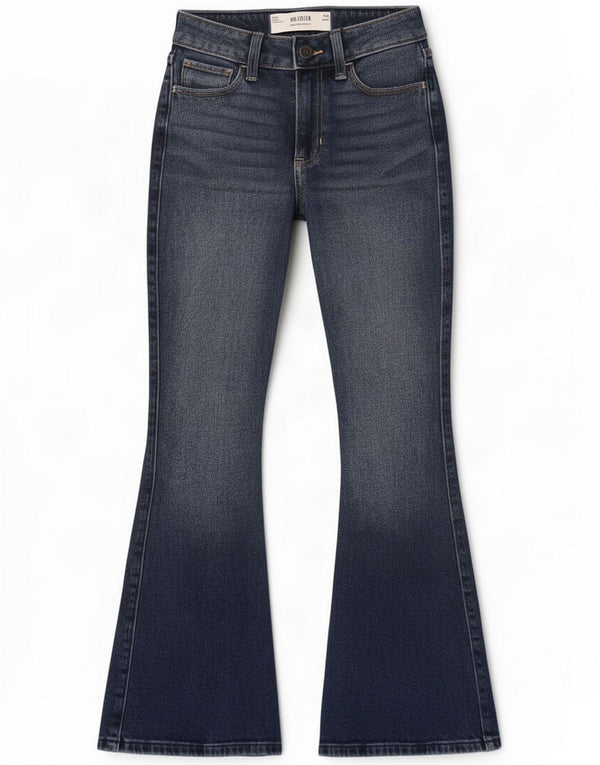 Hollister Womens High Rise Flared Jeans W23 L29 Blue Cotton