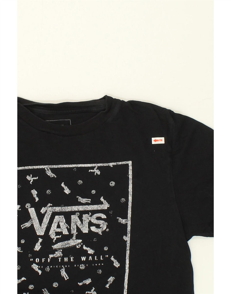 VANS Girls Custom Fit Graphic T-Shirt Top 13-14 Years Large Black Cotton | Vintage Vans | Thrift | Second-Hand Vans | Used Clothing | Messina Hembry 