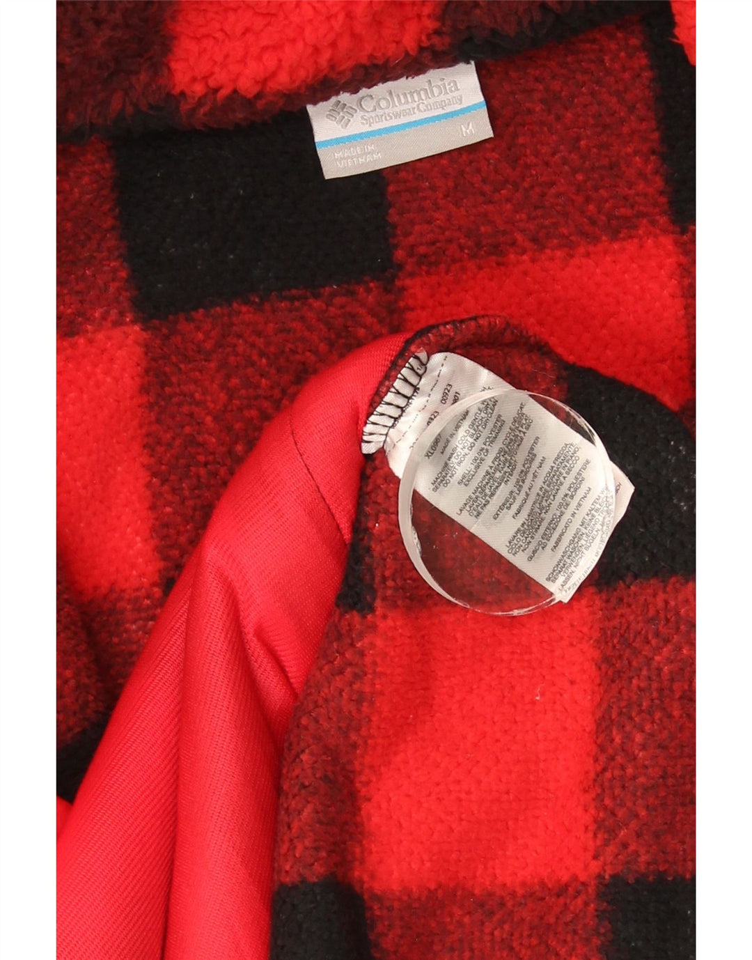 Columbia Womens Fleece Jacket UK 14 Medium Red Gingham Polyester