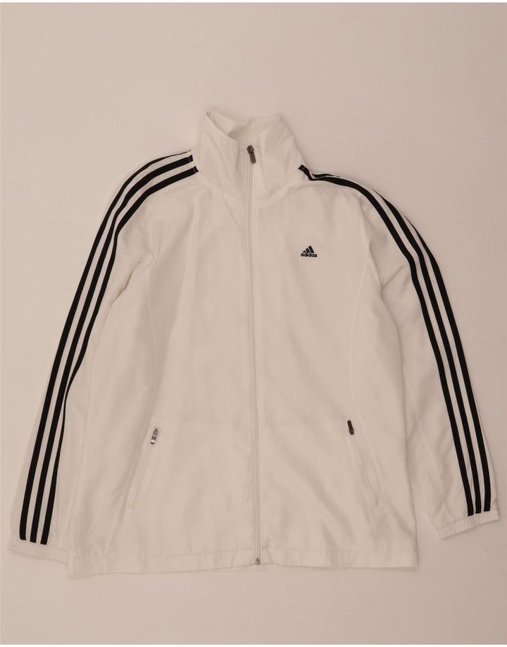 Adidas Womens Climalite Tracksuit Top Jacket UK 16 Large White Polyester