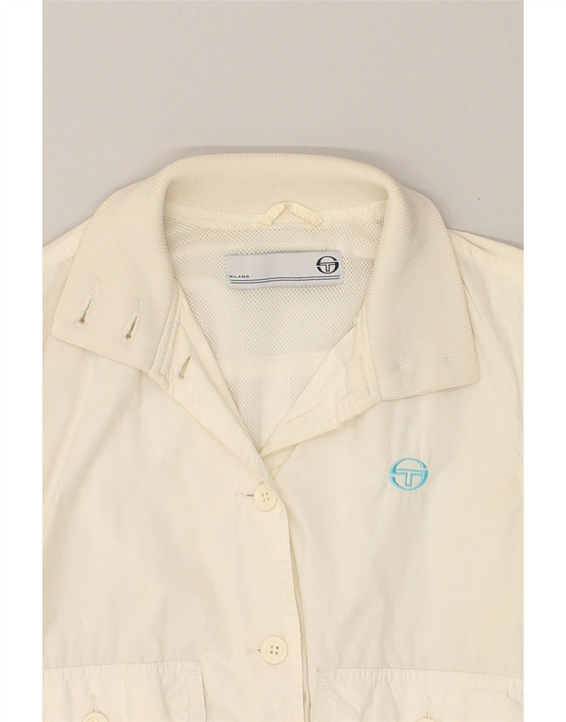 SERGIO TACCHINI Womens Bomber Jacket IT 44 Medium White Polyester | Vintage Sergio Tacchini | Thrift | Second-Hand Sergio Tacchini | Used Clothing | Messina Hembry 