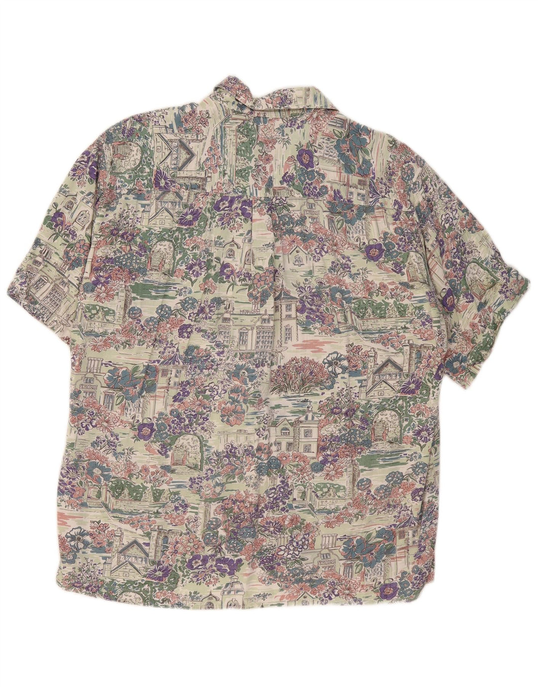 ELEGANCE Mens Short Sleeve Shirt Size 41/42 Large Multicoloured Floral