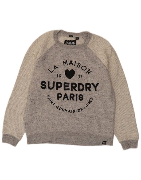 Superdry Womens Graphic Sweatshirt Jumper UK 10 Small Grey Colourblock