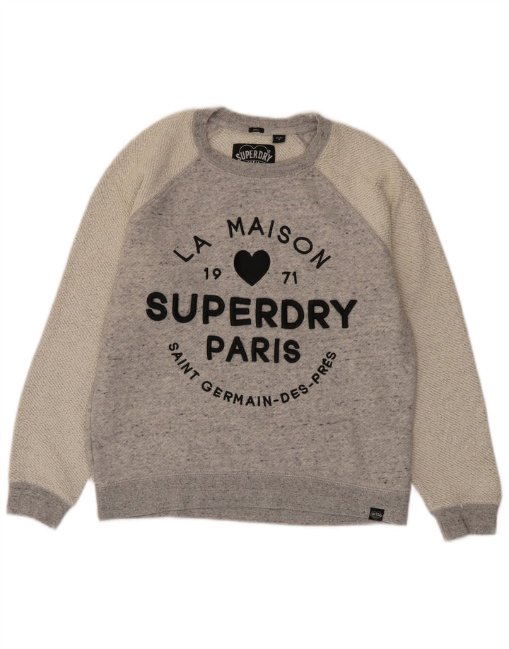 Superdry Womens Graphic Sweatshirt Jumper UK 10 Small Grey Colourblock
