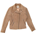 ONLY Womens Suede Biker Jacket IT 40 Small Beige Leather