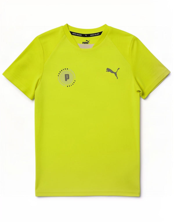 Puma Boys Graphic T-Shirt Top 11-12 Years Green Polyester