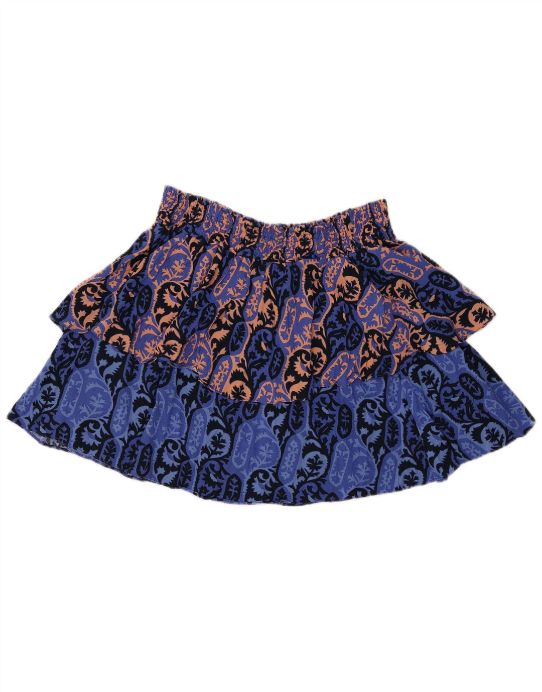 Scotch & Soda Womens Tiered Skirt W30 Medium Blue Paisley Viscose