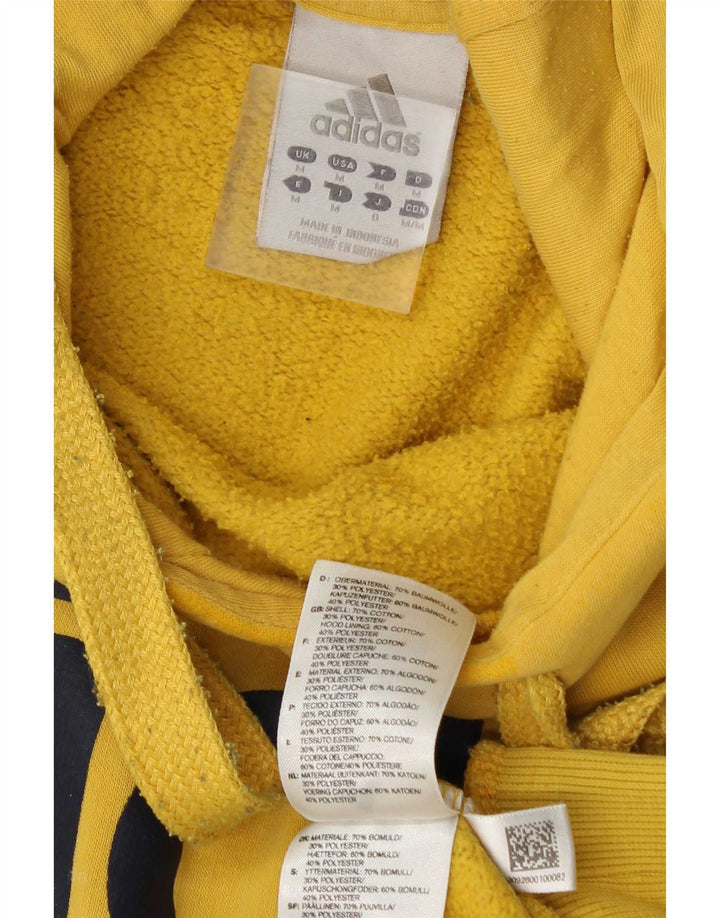 Adidas Mens Graphic Hoodie Jumper Medium Yellow Cotton