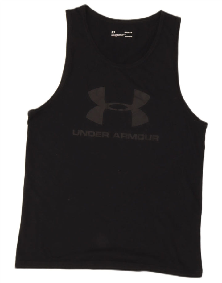 UNDER ARMOUR Mens Heat Gear Graphic Vest Top Medium Black Cotton