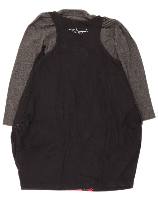 Desigual Girls Long Sleeve Graphic Bubble Dress 7-8 Years Black Heart
