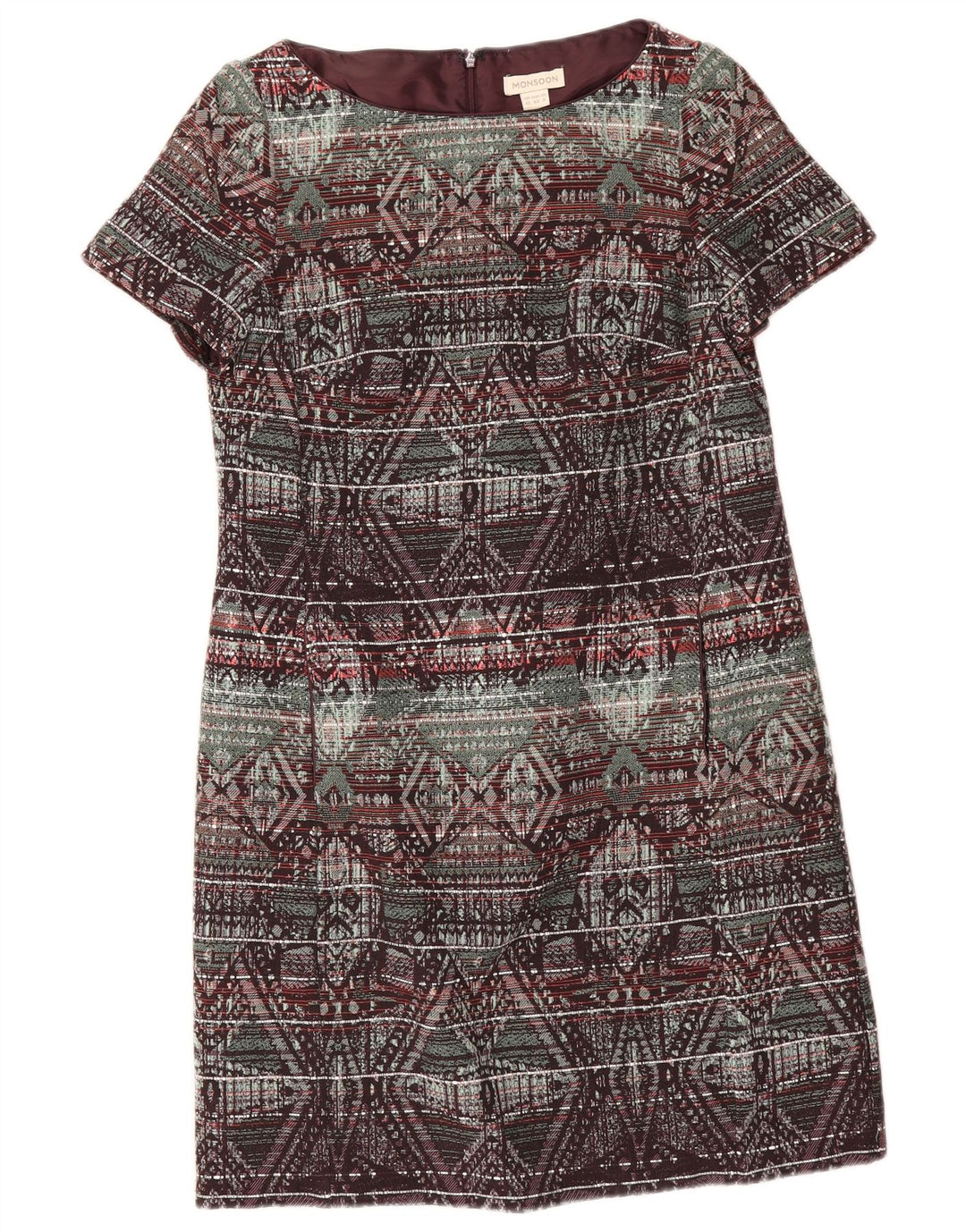 Monsoon Womens Shift Dress UK 12 Medium Multicoloured Geometric Cotton