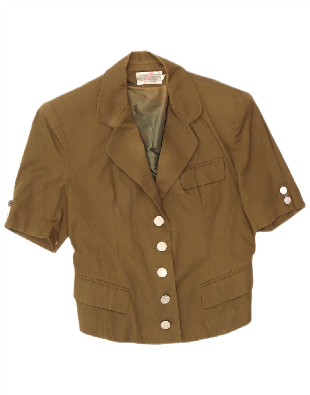 Sport Staff Womens Short Sleeve 5 Button Blazer Jacket IT 42 Medium Khaki