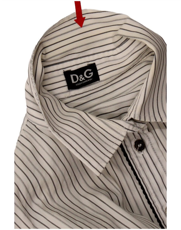 Dolce & Gabbana Womens Shirt IT 42 Medium White Pinstripe