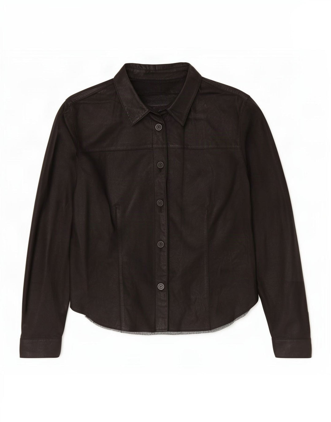 Vintage Womens Leather Shirt IT 50 XL Black