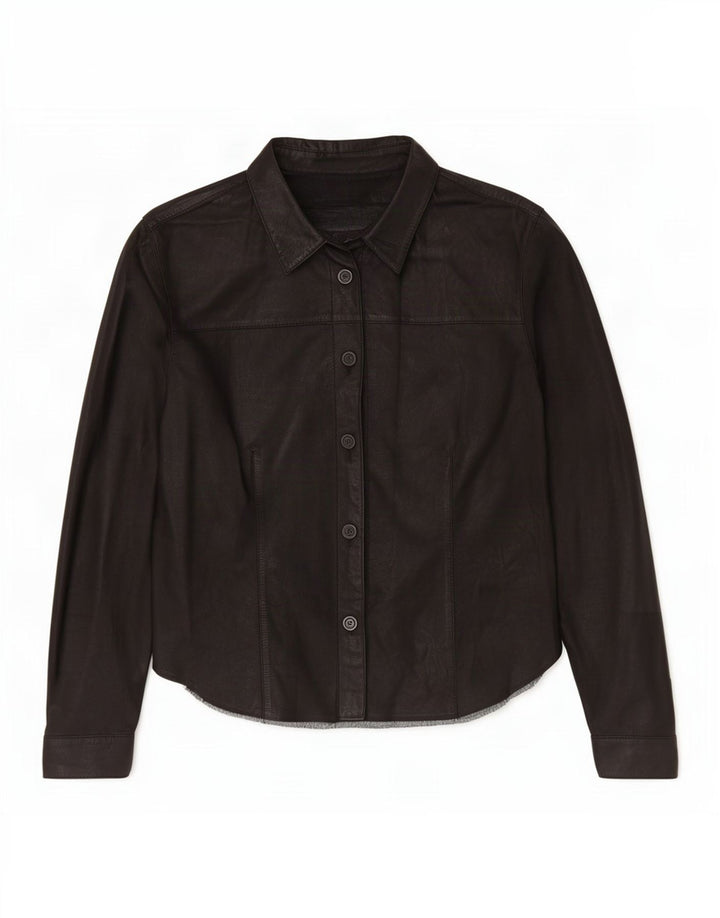 Vintage Womens Leather Shirt IT 50 XL Black