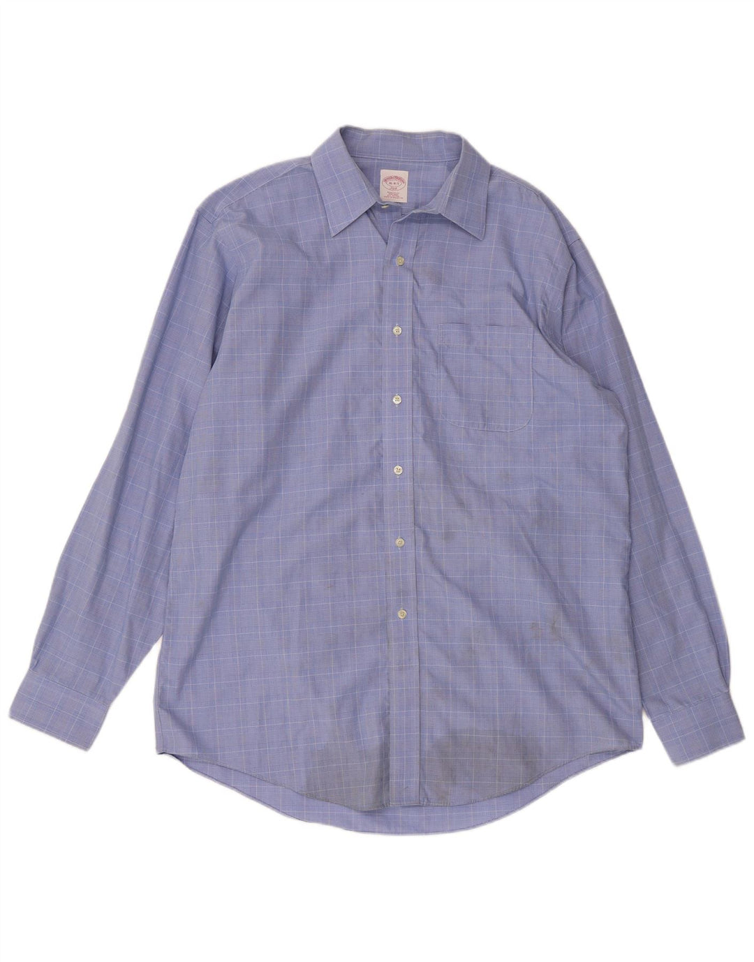 BROOKS BROTHERS Mens Regular Fit Shirt Size 16 4/5 Large Blue Check Cotton