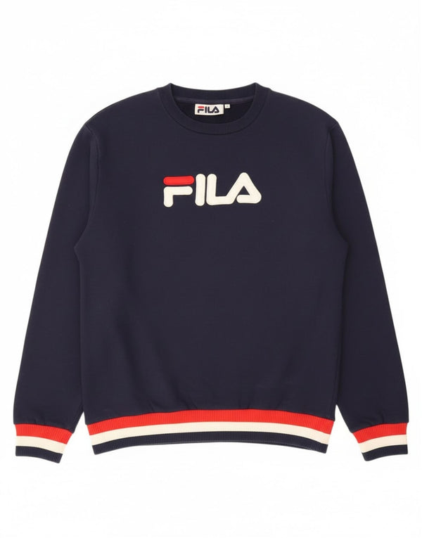 Fila Mens Graphic Sweatshirt Jumper Medium Navy Blue Cotton