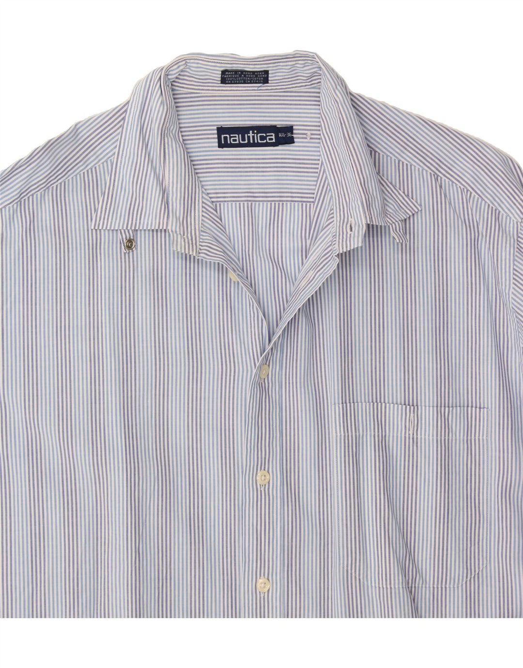 NAUTICA Mens Shirt Size 16 1/2 Large Blue Striped Cotton Vintage Nautica and Second-Hand Nautica from Messina Hembry 