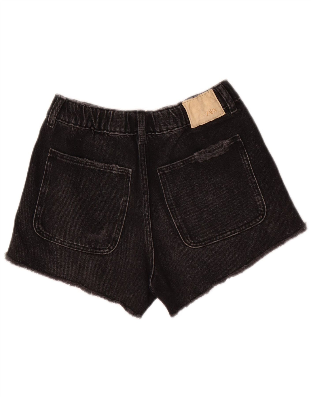 ZARA Girls Distressed Denim Shorts 9-10 Years W24 Grey
