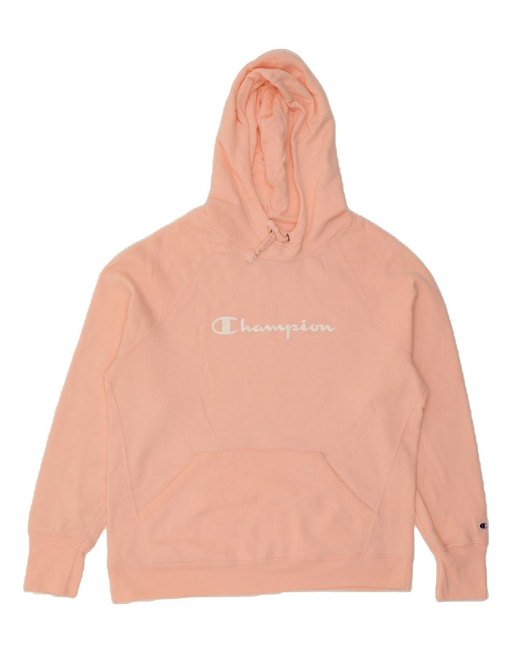 CHAMPION Womens Graphic Hoodie Jumper UK 16 Large Pink Polyester Vintage Champion and Second-Hand Champion from Messina Hembry 