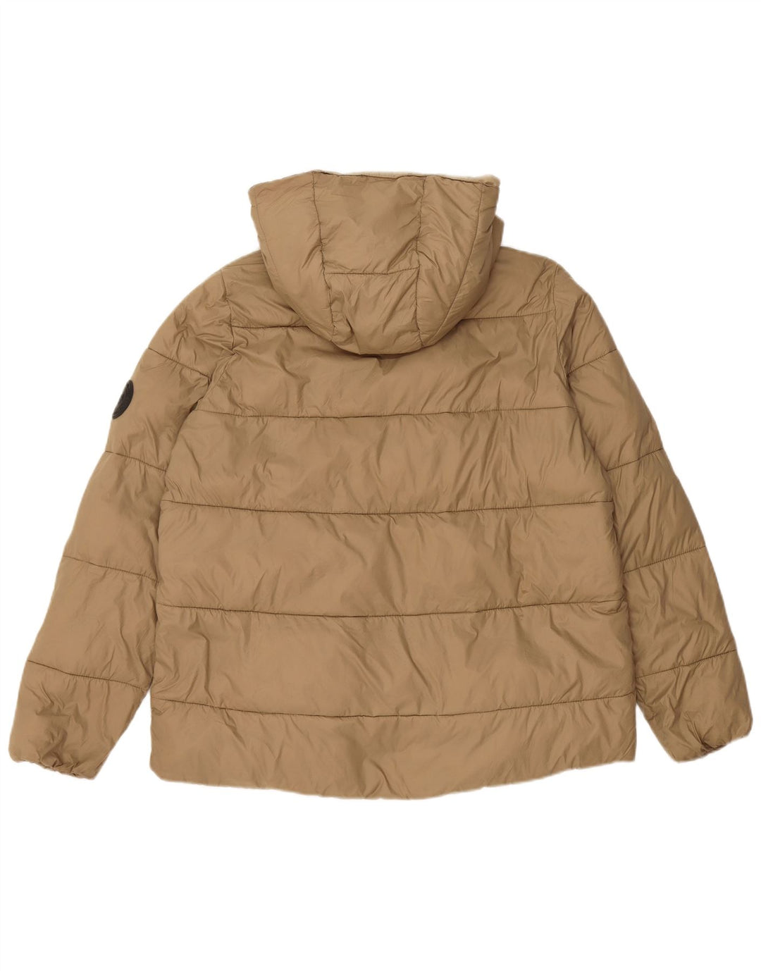 Zara Mens Hooded Padded Jacket UK 36 Small Beige