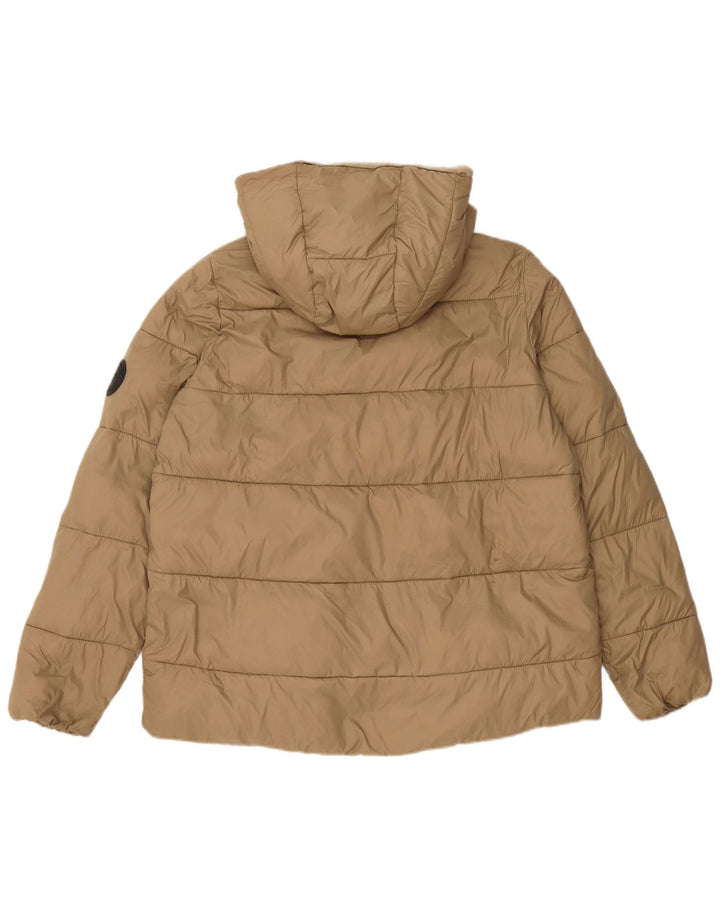 Zara Mens Hooded Padded Jacket UK 36 Small Beige