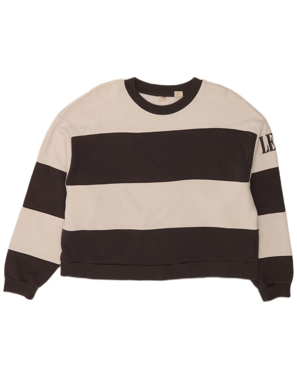 Levi's Womens Oversized Crop Sweatshirt Jumper UK 14 Medium Black Striped