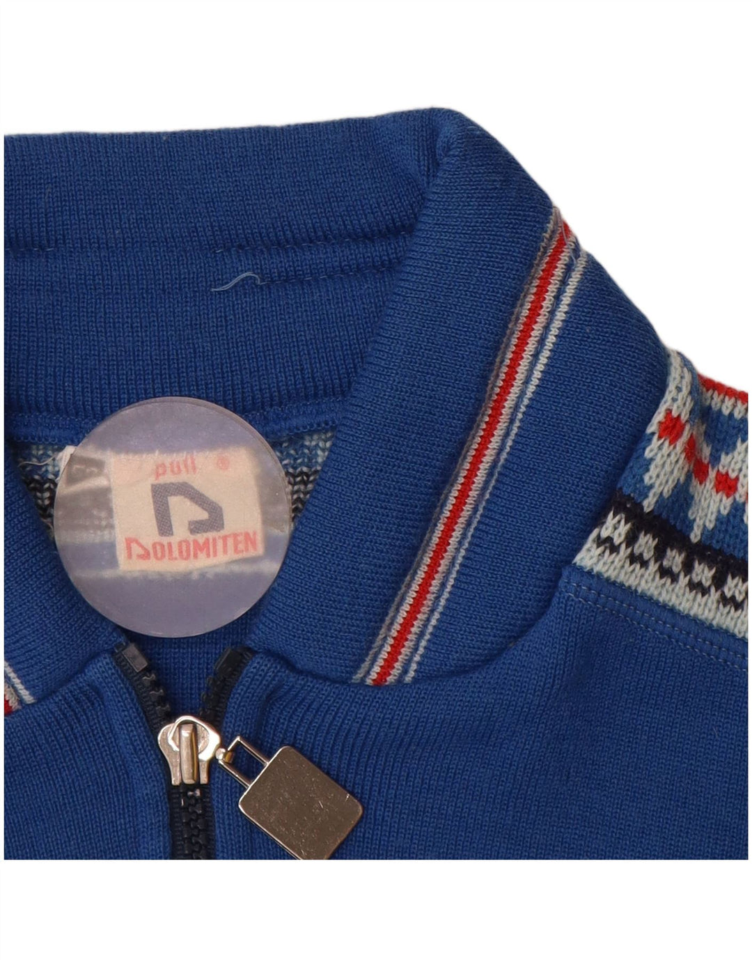 Dolomiten Mens Cardigan Sweater IT 50 Medium Blue Geometric Wool