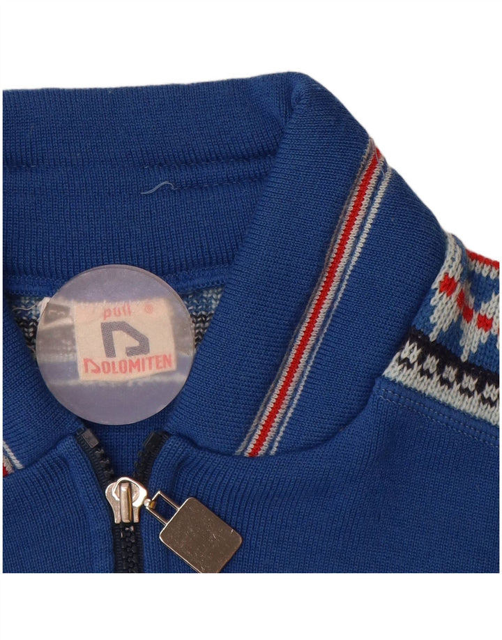 Dolomiten Mens Cardigan Sweater IT 50 Medium Blue Geometric Wool