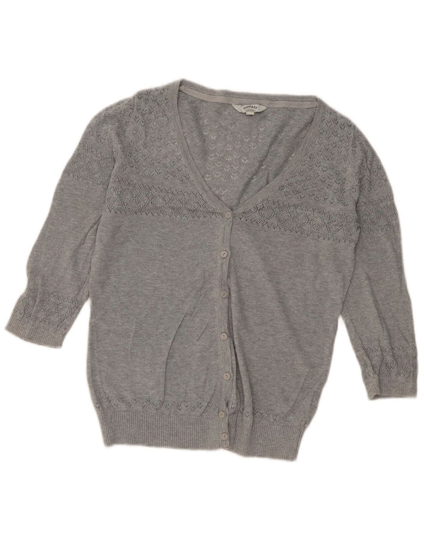 Fat Face Womens 3/4 Sleeve Cardigan Sweater UK 8 Small Grey Cotton