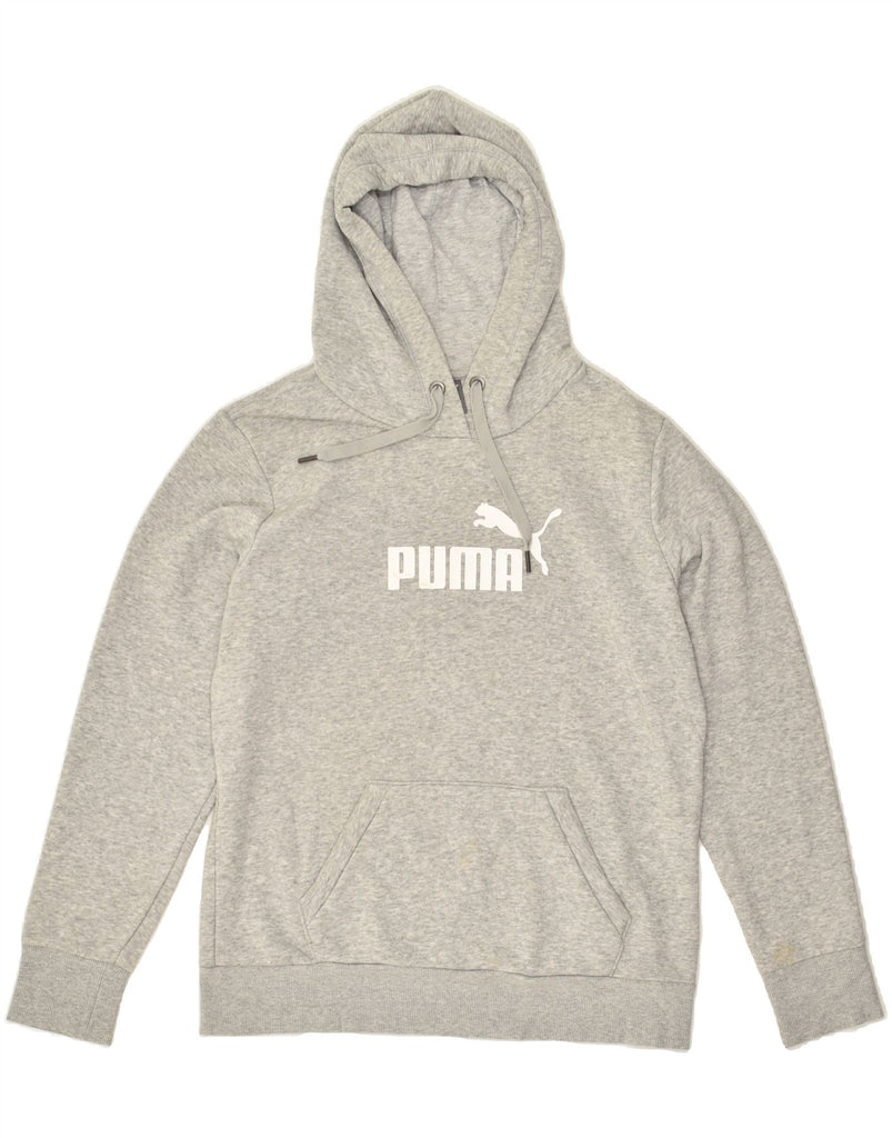 PUMA Womens Graphic Hoodie Jumper UK 14 Large  Grey Cotton | Vintage Puma | Thrift | Second-Hand Puma | Used Clothing | Messina Hembry 