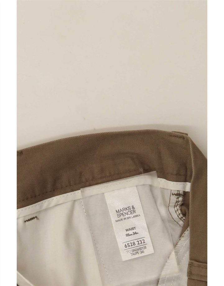 Marks & Spencer Mens Chino Shorts W34 Large Beige Cotton