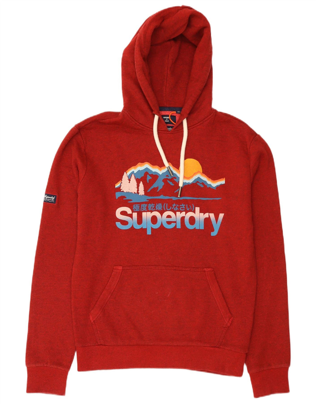 Superdry Mens Graphic Hoodie Jumper Small Red Cotton