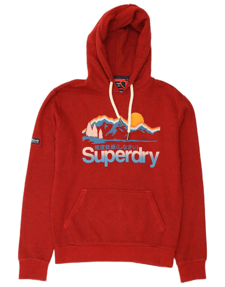 Superdry Mens Graphic Hoodie Jumper Small Red Cotton