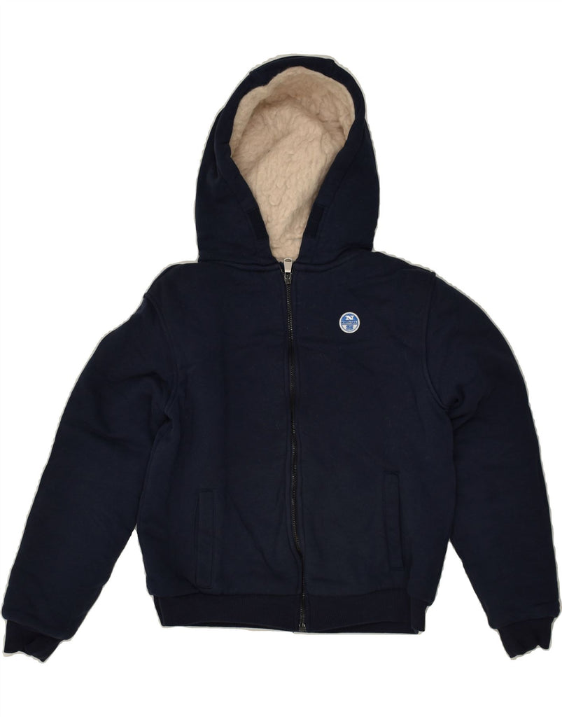 NORTH SAILS Boys Sherpa Zip Hoodie Sweater 9-10 Years Navy Blue Cotton | Vintage North Sails | Thrift | Second-Hand North Sails | Used Clothing | Messina Hembry 