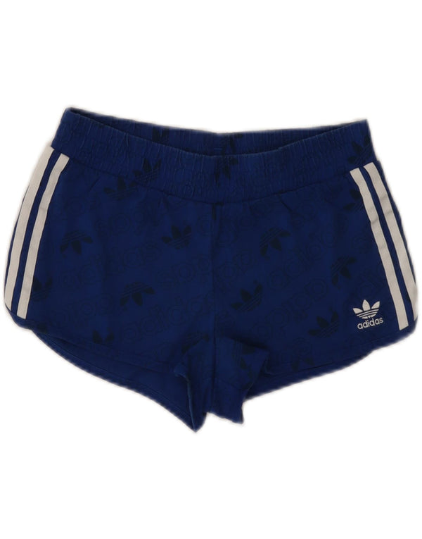 ADIDAS Womens Graphic Sport Shorts UK 8 Small Blue