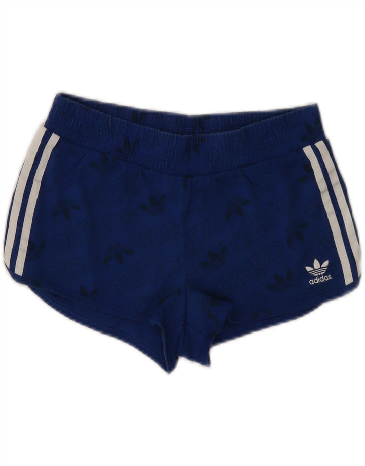 ADIDAS Womens Graphic Sport Shorts UK 8 Small Blue