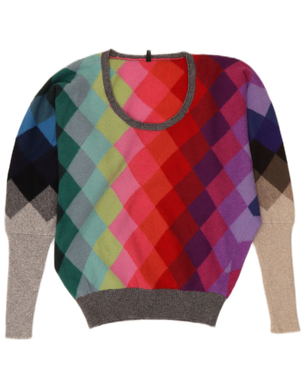 Benetton Womens Boat Neck Jumper Sweater UK 10 Small Multicoloured